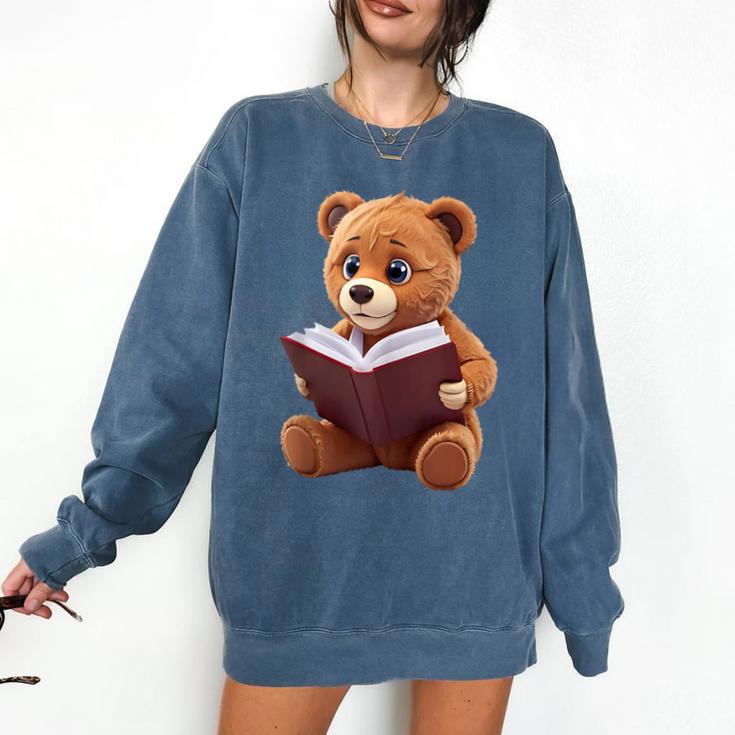 Teddy Bear Reading a Book Comfort Colors Sweatshirt