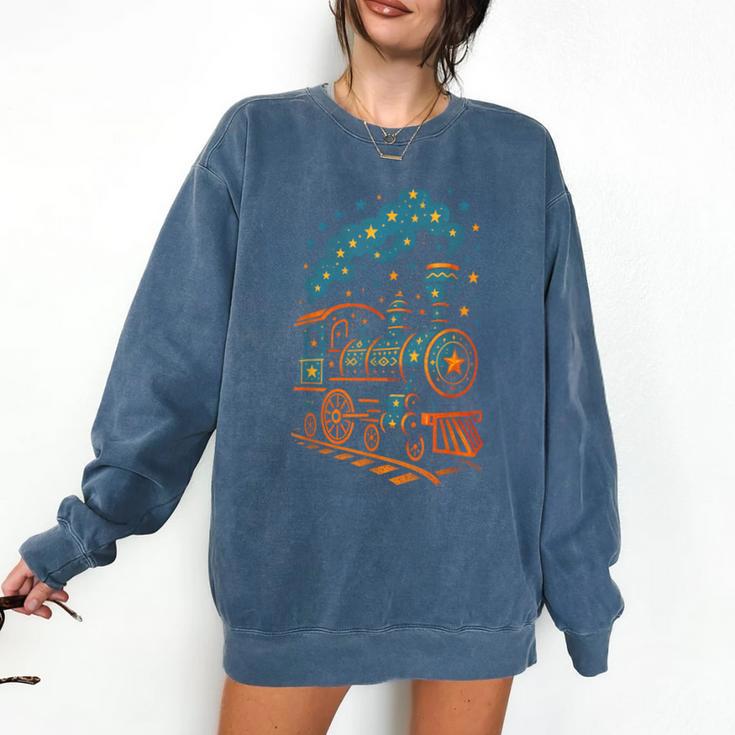 Vintage Locomotive Nostalgia Railroad Stars Comfort Colors Sweatshirt