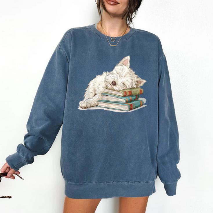 West Highland Terrier Books Dog Breed Westie For Men Women Girls Kids Comfort Colors Sweatshirt