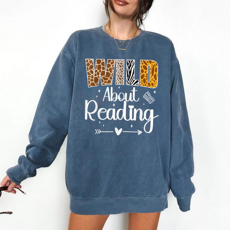Wild About Reading Book Lover Bookworm Library Day Comfort Colors Sweatshirt