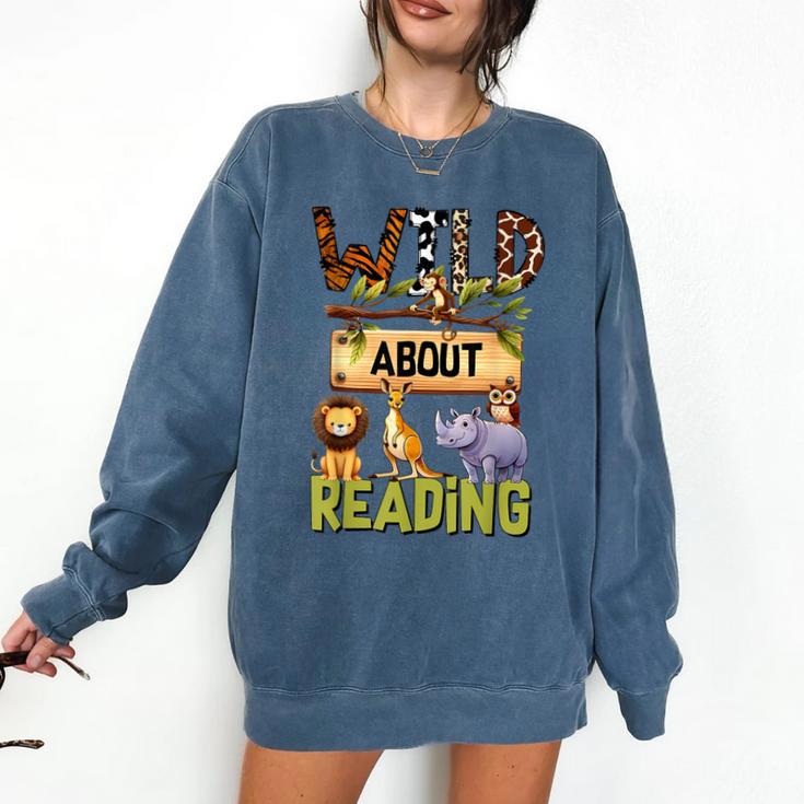 Wild About Reading Reading Books And Bookworm Library Day Comfort Colors Sweatshirt