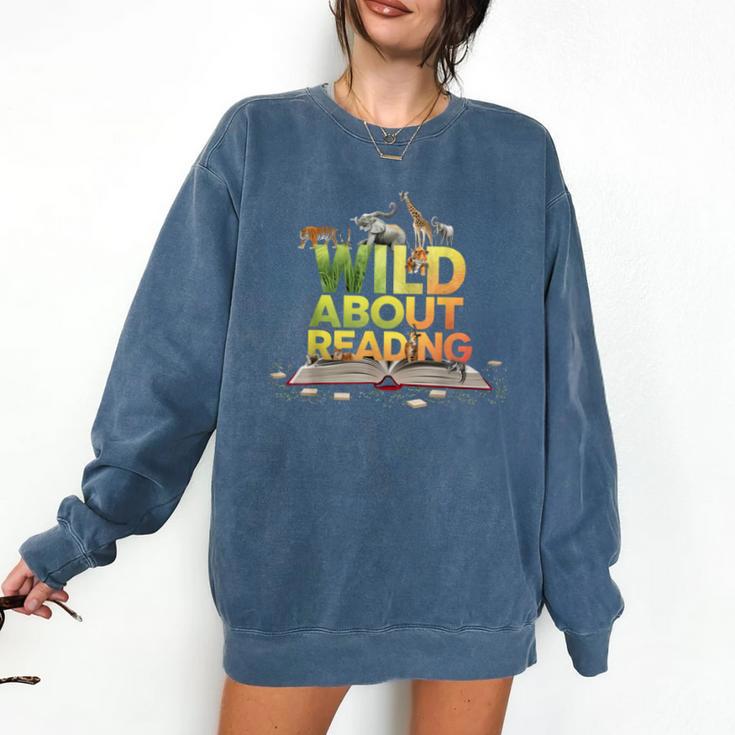 Wild About Reading Books Lovers Novelty Bookworm Library Day Comfort Colors Sweatshirt