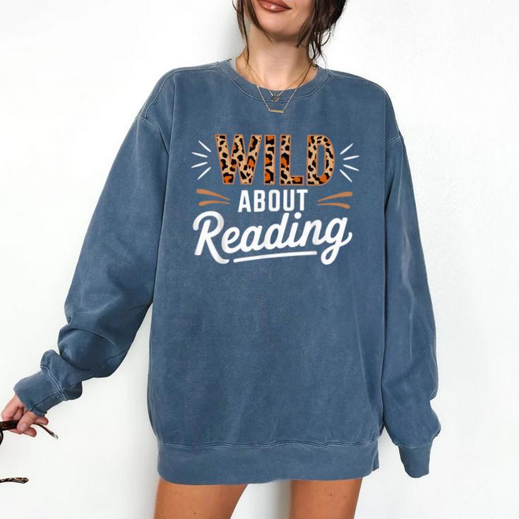 Wild About Reading Books Reader Lover Bookworm Leopard Print Comfort Colors Sweatshirt