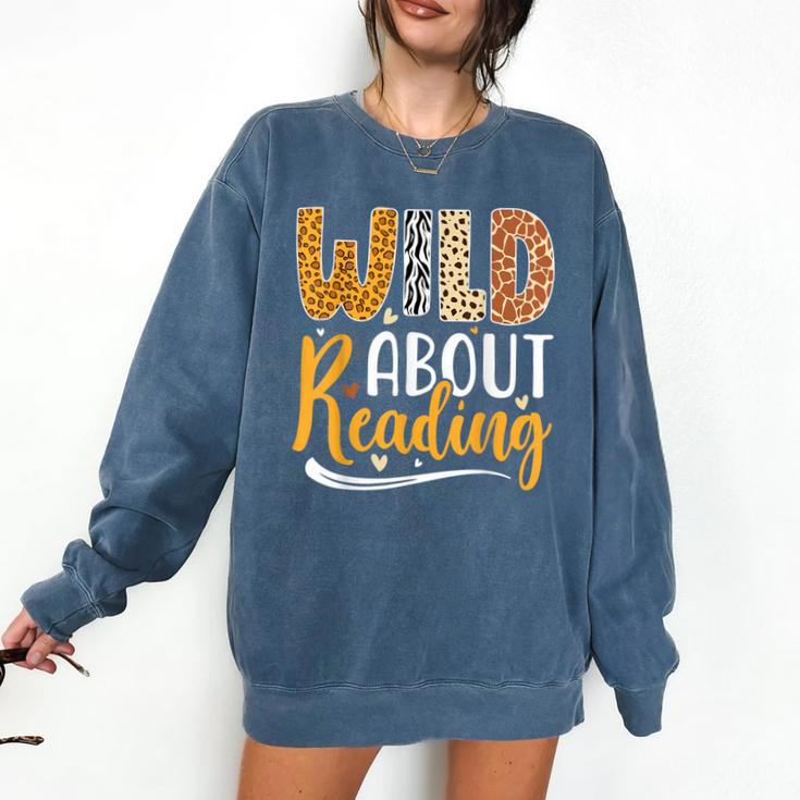 Wild About Reading Lover Bookworm Library Teacher Zoo Animal Comfort Colors Sweatshirt