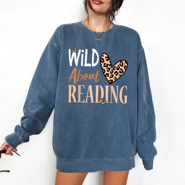 Wild About Reading Teacher Books Reader Lovers Leopard Zebra Comfort Colors Sweatshirt