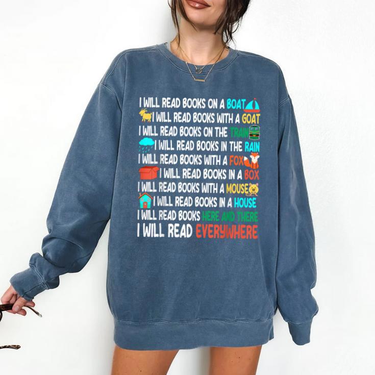 I Will Read Books On A Boat & Everywhere Reading Book Comfort Colors Sweatshirt