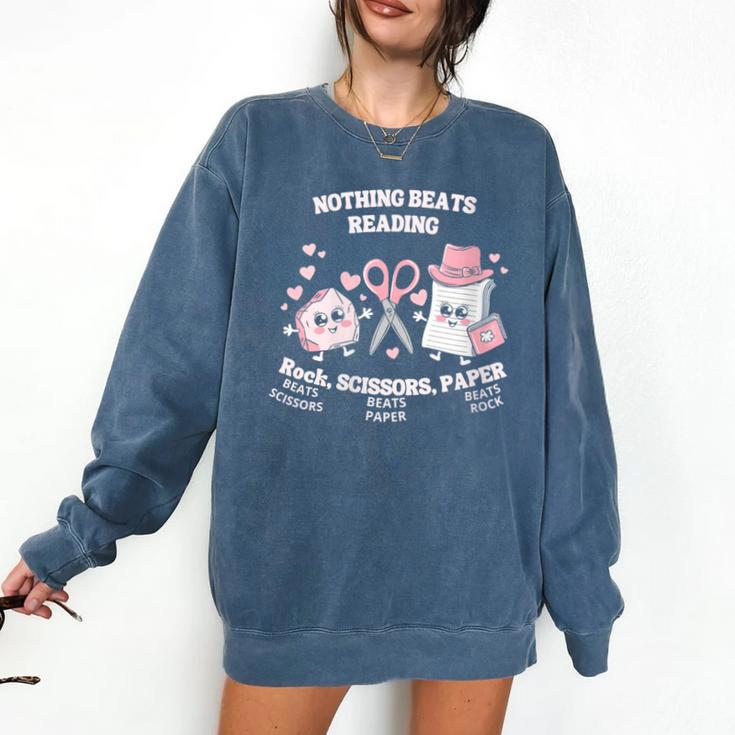 Women's Nothing Beats Reading Book Lover Statement Comfort Colors Sweatshirt