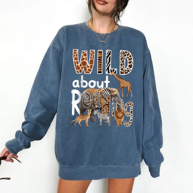 Zoo Animals Wild About Reading Books Reader Lover Librarian Comfort Colors Sweatshirt