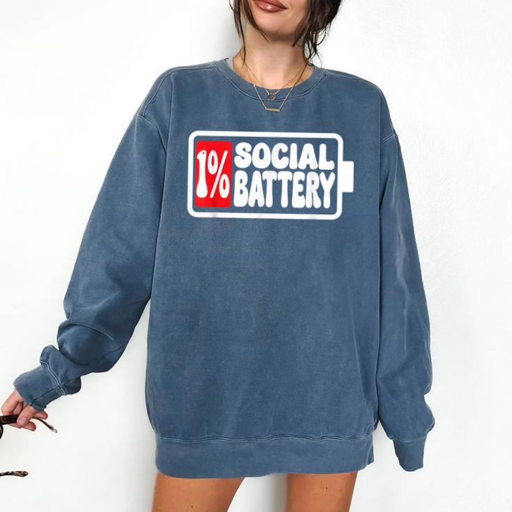 1 Social Battery Sarcastic Introverted Men Women Comfort Colors Sweatshirt
