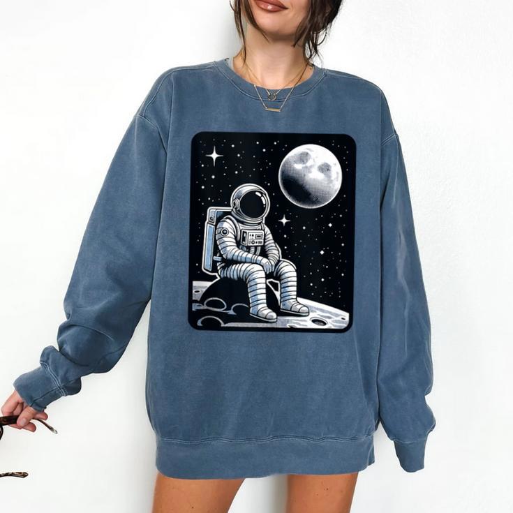 Aesthetic Spaceman Astronaut On The Moon Space Introvert Comfort Colors Sweatshirt