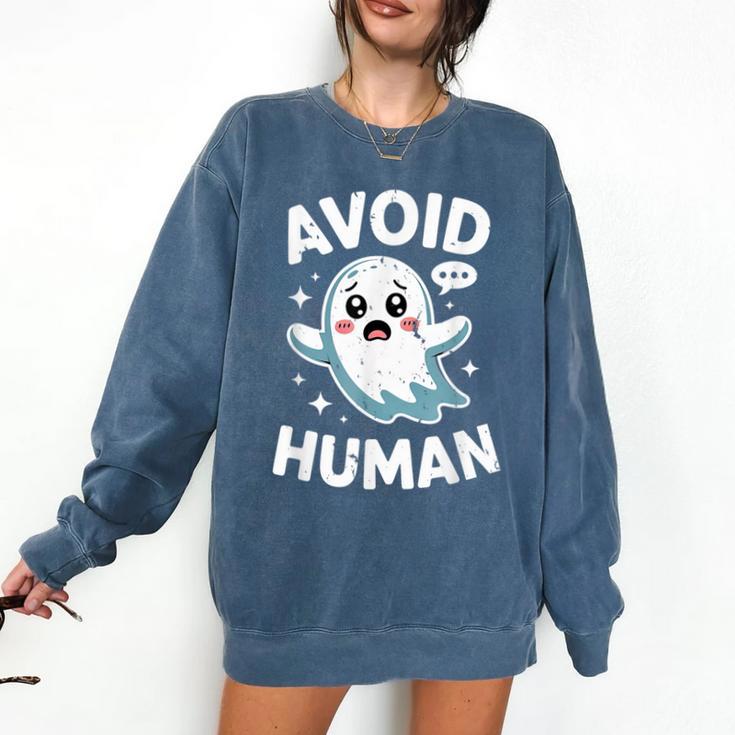 Avoid Humans Cute Kawaii Pastel Ghost Introvert Saying Comfort Colors Sweatshirt Avoid Humans Cute Kawaii Pastel Ghost Introvert Saying Comfort Colors Sweatshirt