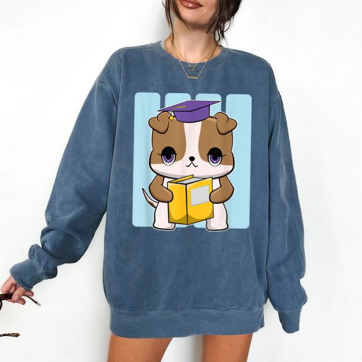 Bulldog Anime Pup Graduation Comfort Colors Sweatshirt
