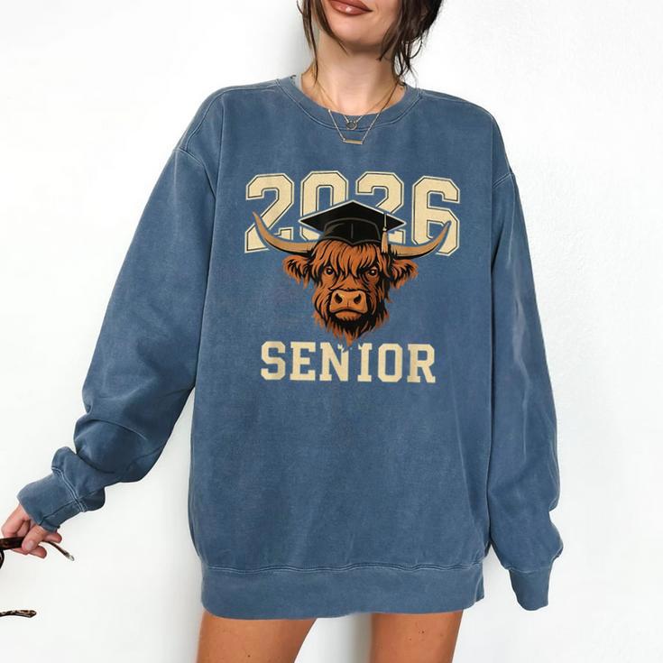 Class Of 2026 Highland Cow Senior Graduation School Pride Comfort Colors Sweatshirt