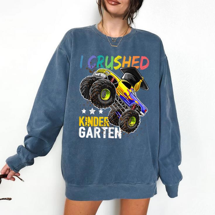 I Crushed Kindergarten Monster Truck Graduation Boys Small Comfort Colors Sweatshirt