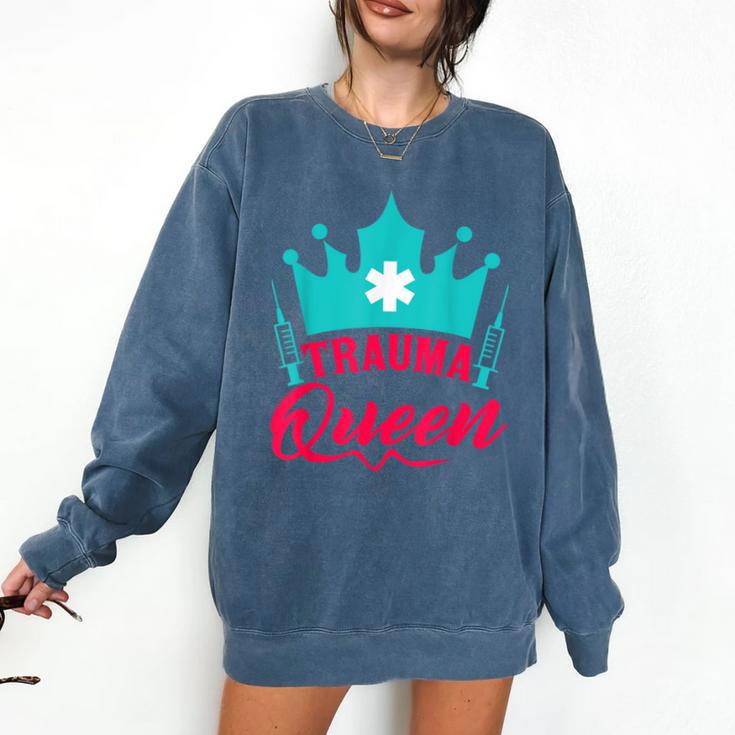 EMT Trauma Queen Paramedic Student T-Shirt Graduation Comfort Colors Sweatshirt