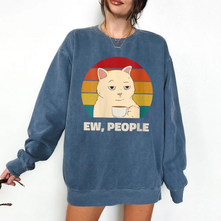 Ew People Introvert Cat Lover Crazy Colorful Cat Lady Comfort Colors Sweatshirt
