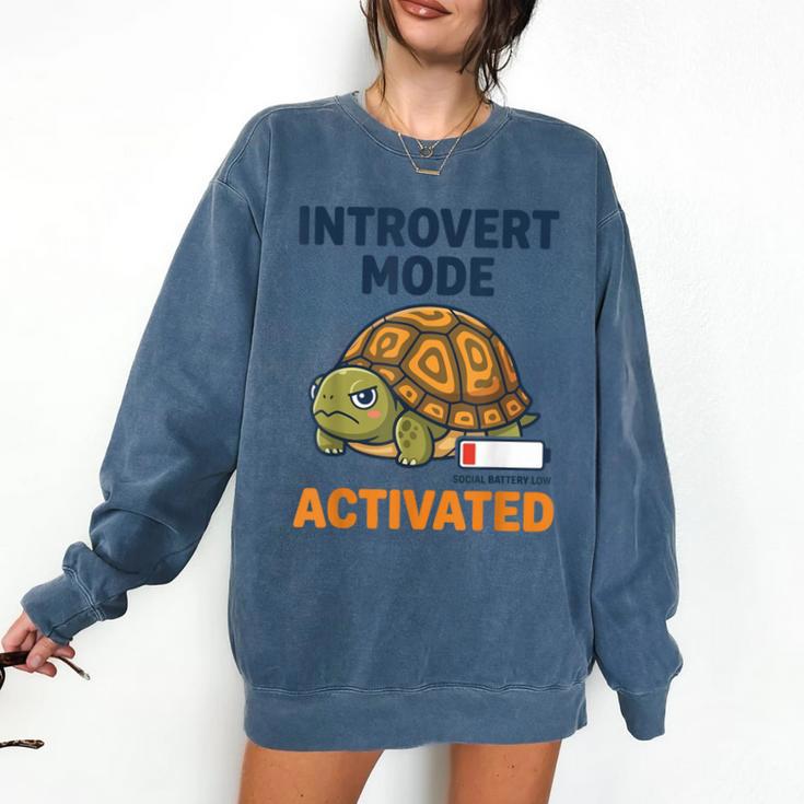 Introvert Mode Activated Low Social Battery Box Turtle Comfort Colors Sweatshirt Introvert Mode Activated Low Social Battery Box Turtle Comfort Colors Sweatshirt