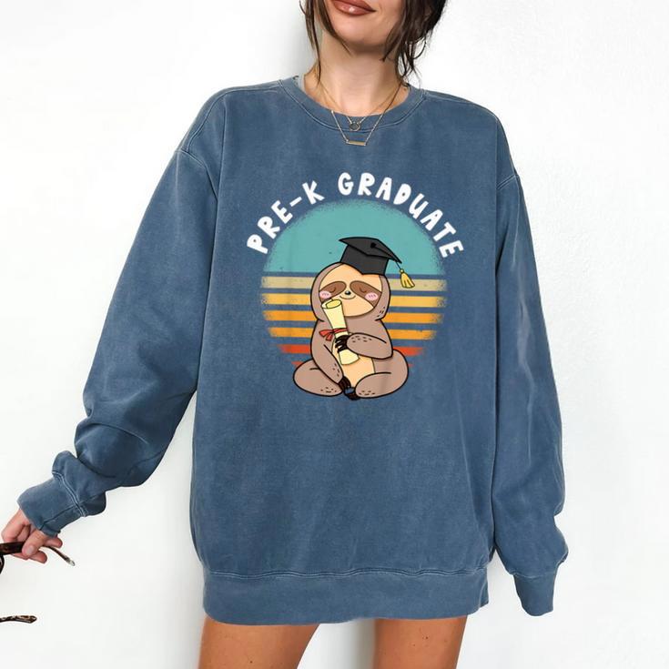 Kids Pre-K Graduate Sloth Cap And Gown Cute Preschool Graduation Comfort Colors Sweatshirt