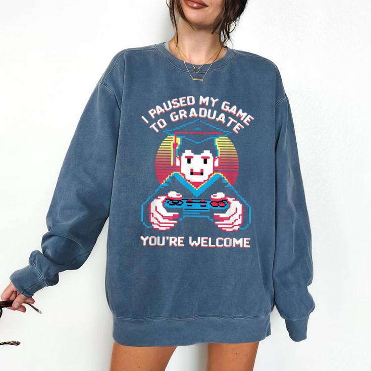 I Paused My Game To Graduate 2024 Gamer Graduation Comfort Colors Sweatshirt