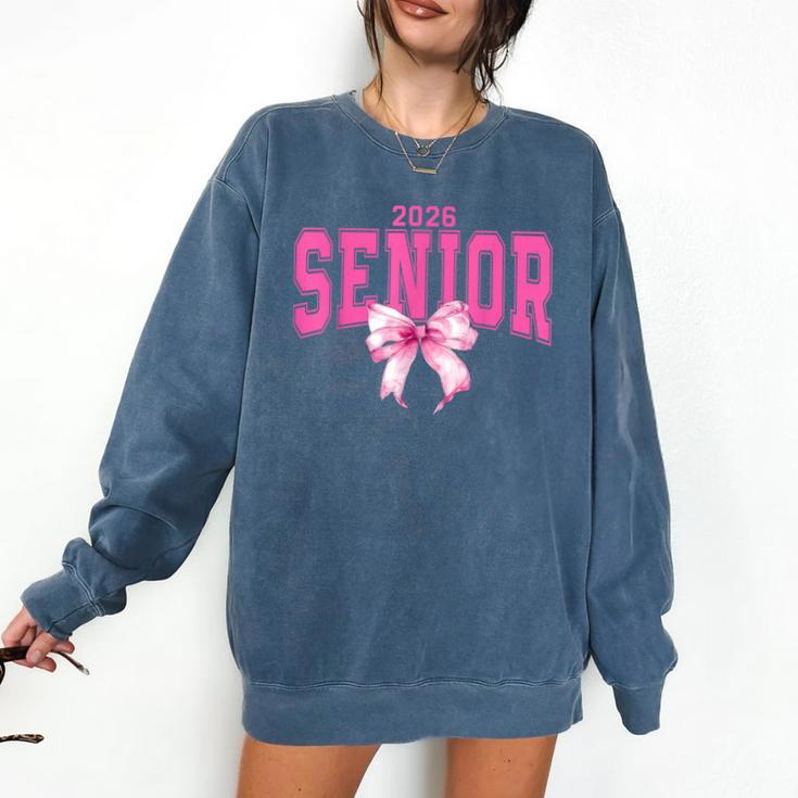 Retro Senior 2026 Class Of 2026 Coquette Pink Bow Graduation Comfort Colors Sweatshirt