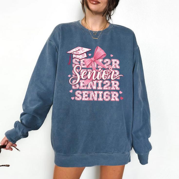 Senior 2026 Class Of 2026 Cute Coquette Pink Bow Graduation Comfort Colors Sweatshirt