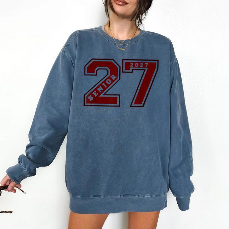 Senior 2027 Maroon Senior Class Of 27 Jersey Graduation Comfort Colors Sweatshirt