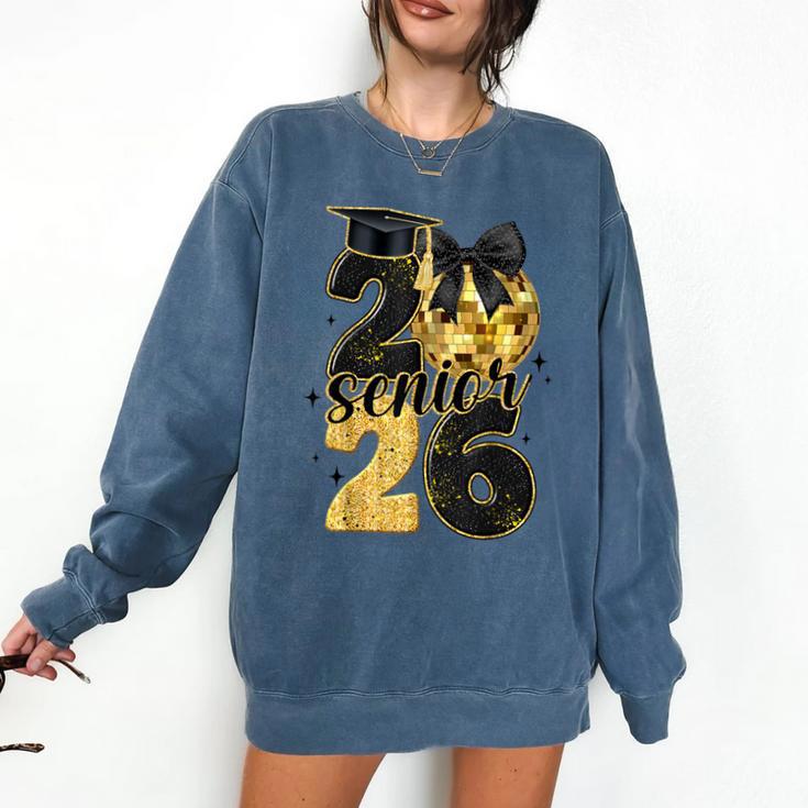 Senior Class Of 2026 Senior Girl Graduation Cap Coquette Bow Comfort Colors Sweatshirt