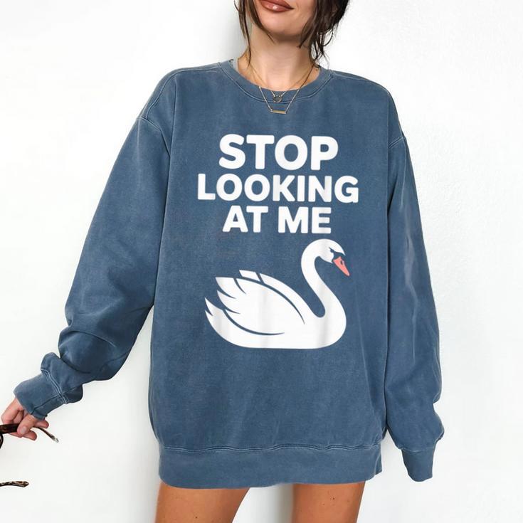 Stop Looking At Me Swan Introvert Humor Comfort Colors Sweatshirt