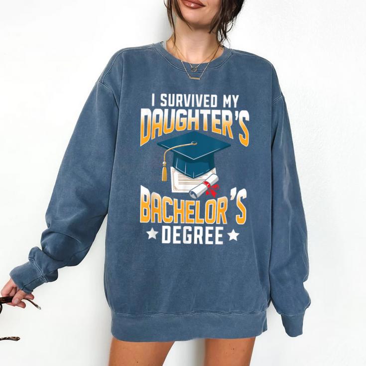 i Survived My Daughters Bachelor's Degree Graduation Gifts Comfort Colors Sweatshirt
