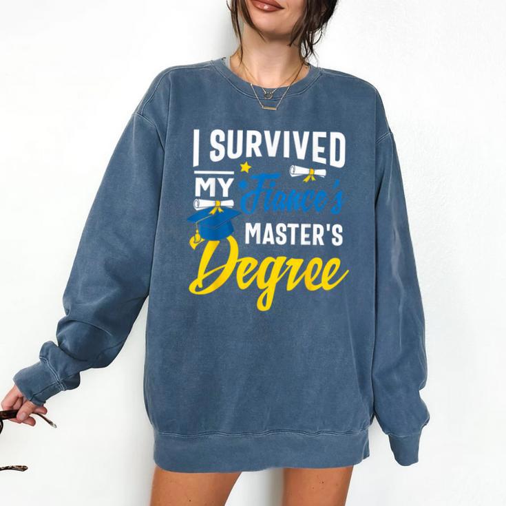 i Survived My Fiance's Masters Degree Graduation Gifts Comfort Colors Sweatshirt