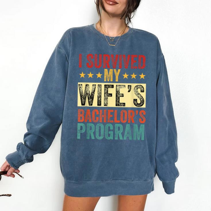 i Survived My Wife Bachelor's Degree Wife Graduation Comfort Colors Sweatshirt