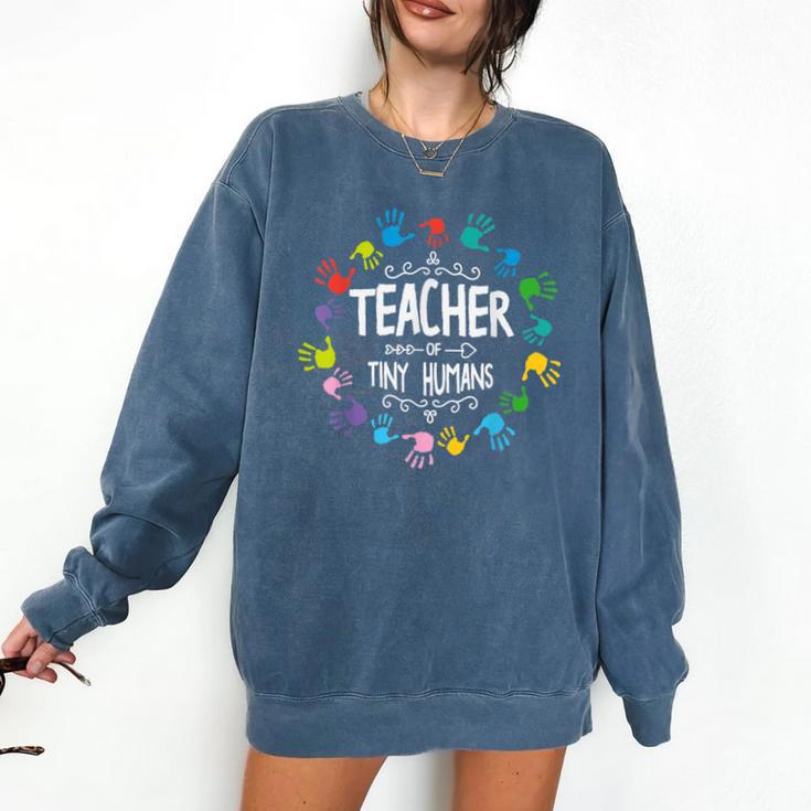 Teacher Of Tiny Humans Preschool Kindergarten Graduation Comfort Colors Sweatshirt