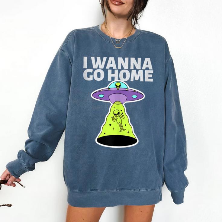 I Wanna Go Home Introvert UFO UAP Flying Saucer Trippy Alien Comfort Colors Sweatshirt