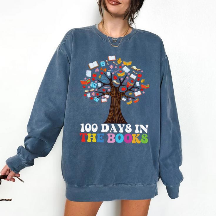 100 Days In The Books Reading Teacher 100th Day Of School Premium Tri-Blend Comfort Colors Sweatshirt