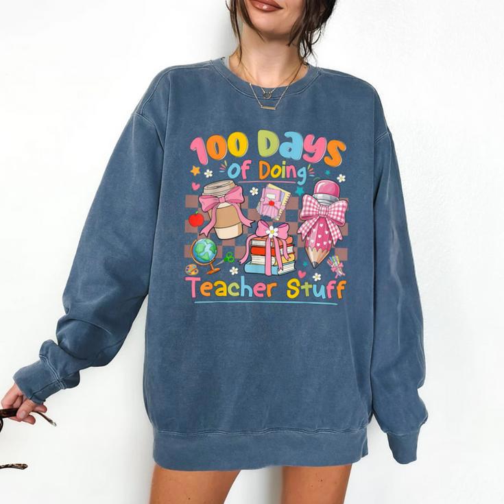 100th Day Of School Teacher 100 Days Coffee Books Comfort Colors Sweatshirt