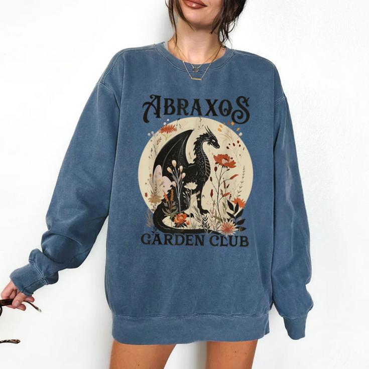 Abraxos Flower Garden Club Book Lover Fantasy Dragon Bookish Comfort Colors Sweatshirt