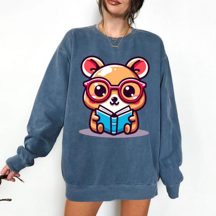Adorable Book Lover Quokka With Reading Glasses Cute Comfort Colors Sweatshirt