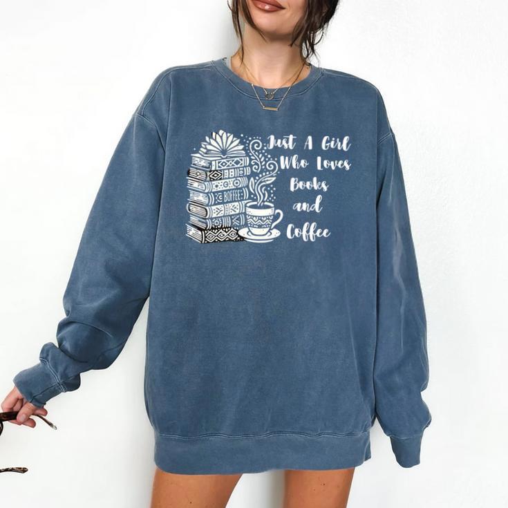 Boho Book Just A Girl Who Loves Books And Coffee Comfort Colors Sweatshirt