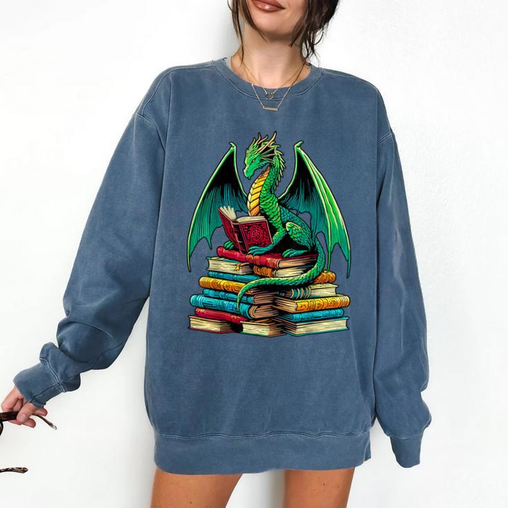 Book Dragon Reading Books Comfort Colors Sweatshirt