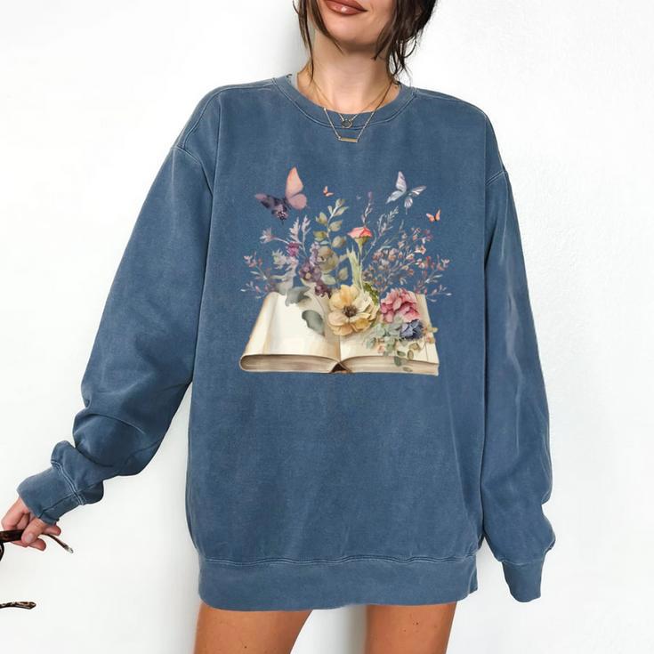 Book Flowers And Butterfly Beautiful Reading Reader Graphic Comfort Colors Sweatshirt