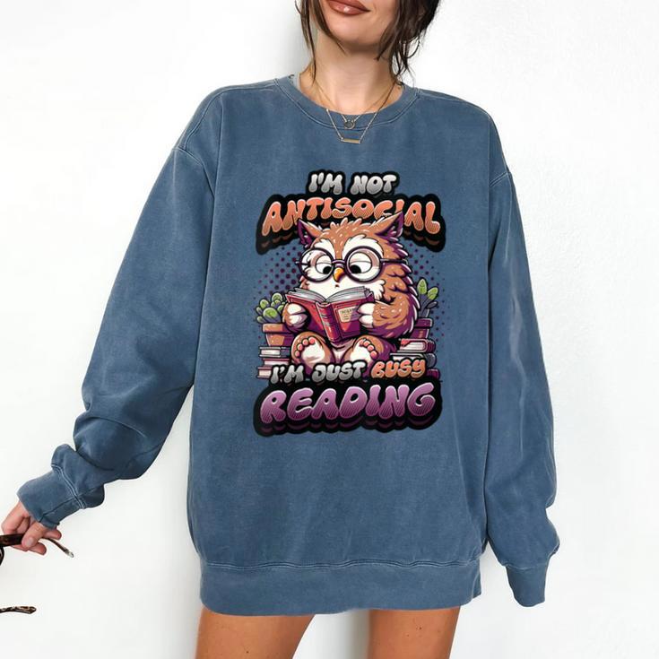 Book Lover Owl Reading Books Introvert Bookworm Comfort Colors Sweatshirt