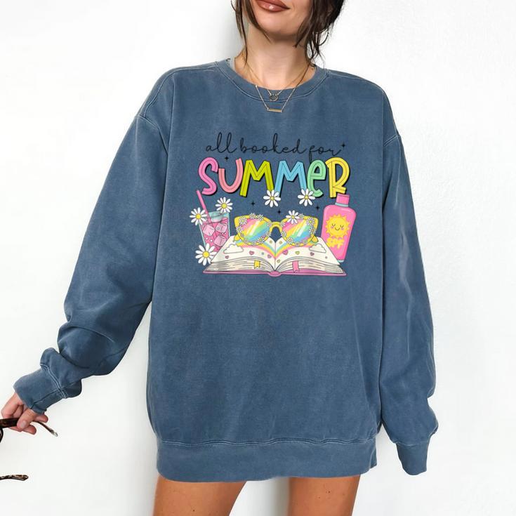 All Booked For Summer Reading Beach Floral Bookish Book Girl Comfort Colors Sweatshirt