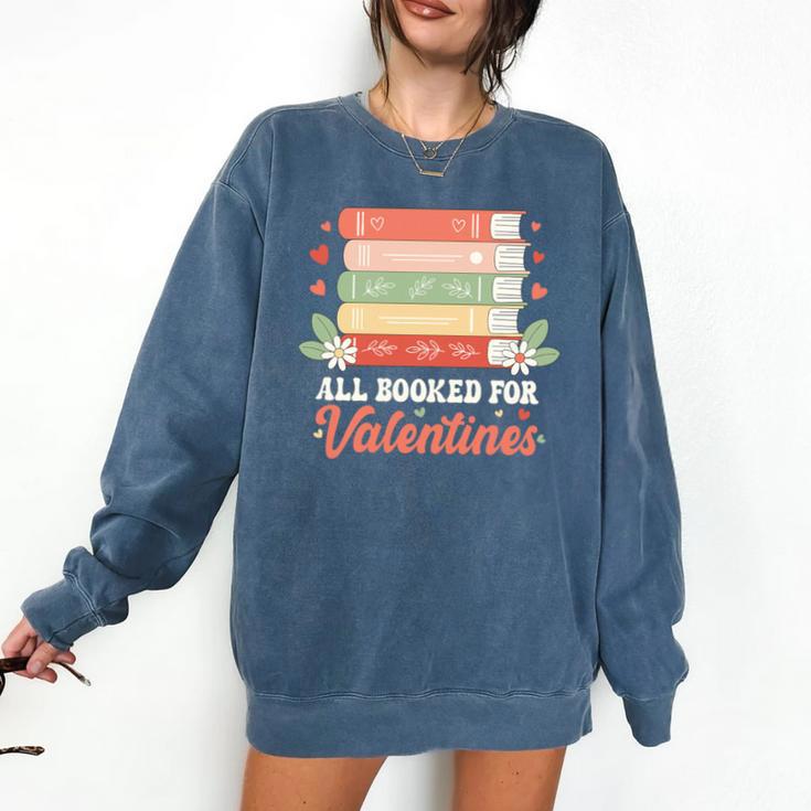 All Booked For Valentines Retro Book Lover Teacher Bookworm Premium Tri-Blend Comfort Colors Sweatshirt