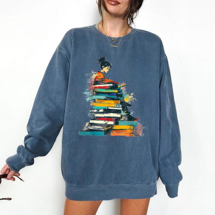 Books Abstract Artist Women Art Painting Books Comfort Colors Sweatshirt