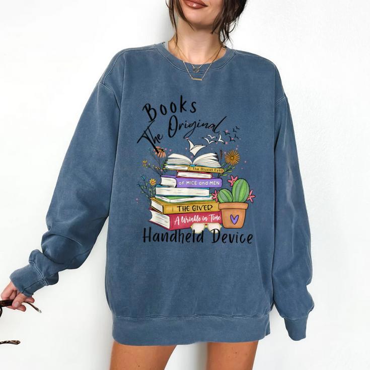 Books Original Handheld Device Reader Literacy Book Lover Comfort Colors Sweatshirt