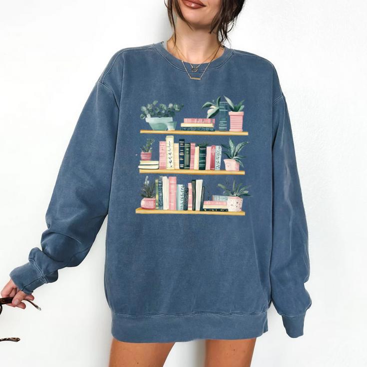 Bookshelves With Books & Plants Premium Comfort Colors Sweatshirt