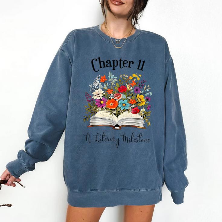 Chapter 11 Years Old 11th Birthday Wildflower Book Lover Comfort Colors Sweatshirt