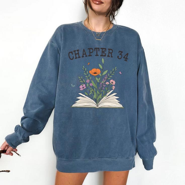Chapter 34 Book Lovers & Readers 34th Birthday Wildflowers Premium Tri-Blend Comfort Colors Sweatshirt