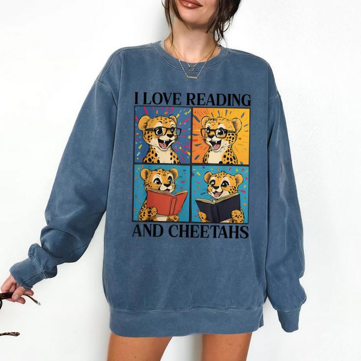 Cheetah Love Reading And Cheetahs Kids Bookworm Comfort Colors Sweatshirt