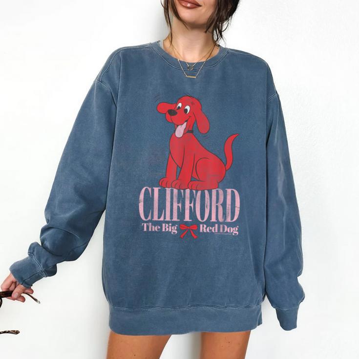 Clifford The Big Red Dog Pink Text With Bow Illustrated Book Comfort Colors Sweatshirt